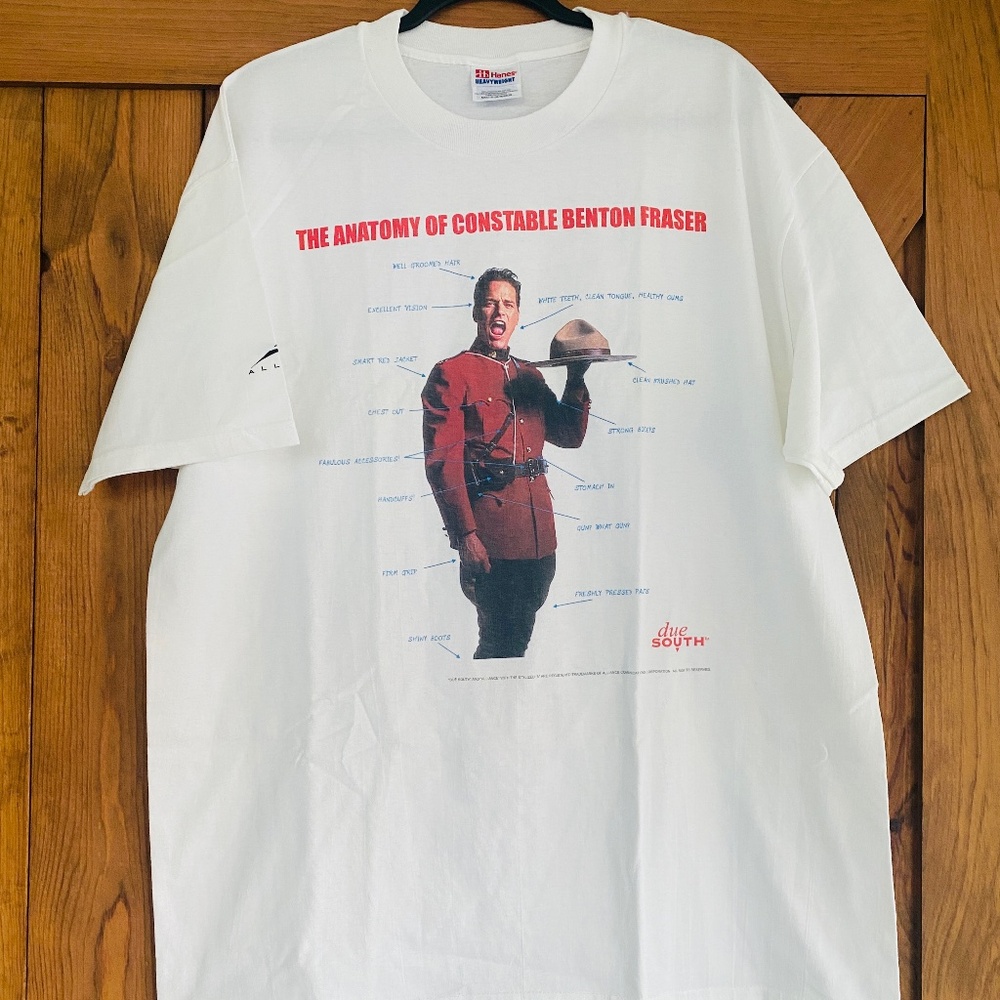 Vintage 90s DUE SOUTH TV Series Promo Tee Anatomy Of Constable Benton Fraser XL